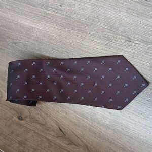 Axis LA all Silk Tie Dark Maroon With Print NEW